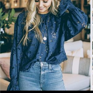 Top Shop Blue Lace Boho Top
